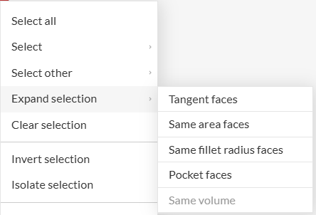 Expand selection menu