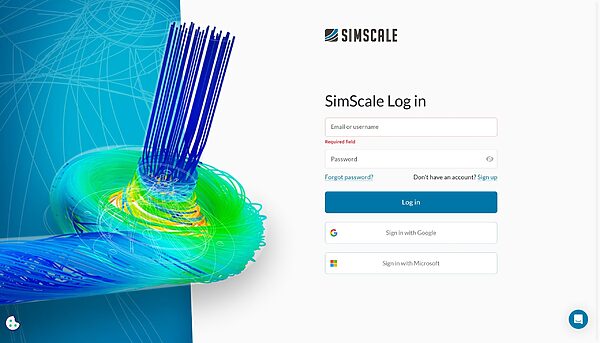 SimScale サインインページ